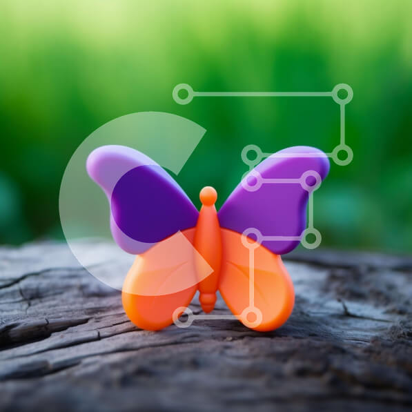 Intra Συλλεκτικό Ξύλινο Παζλ Plywood  4mm - Πορτοκαλί και μωβ παιχνίδι πεταλούδας σε ξύλο Σε Ξύλινο Κουτί - Διαστάσεις: 10x10 cm – 25 κομμάτια