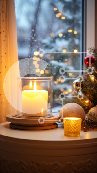 Intra Συλλεκτικό Ξύλινο Παζλ Plywood  4mm - Εορταστικός στολισμός βιτρίνας με αναμμένο κερί και χριστουγεννιάτικο δέντρο Σε Ξύλινο Κουτί - Διαστάσεις: 10x10 cm – 25 κομμάτια