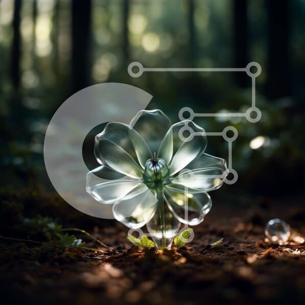 Intra Συλλεκτικό Ξύλινο Παζλ Plywood  4mm - Όμορφη εικόνα ενός γυάλινου λουλουδιού σε ένα ηλιόλουστο δάσος Σε Ξύλινο Κουτί - Διαστάσεις: 10x10 cm – 25 κομμάτια