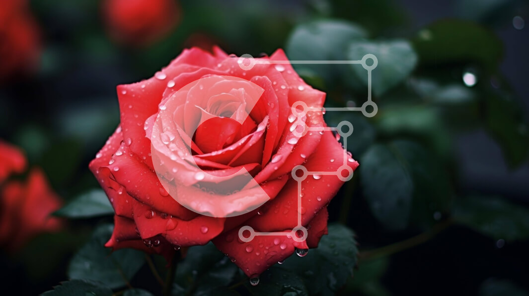 Intra Συλλεκτικό Ξύλινο Παζλ Plywood  4mm - Κόκκινο τριαντάφυλλο με σταγονίδια νερού - σύμβολο αγάπης και ρομαντισμού Σε Ξύλινο Κουτί - Διαστάσεις: 10x10 cm – 25 κομμάτια