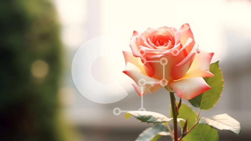 Intra Συλλεκτικό Ξύλινο Παζλ Plywood  4mm - Μονό ροζ τριαντάφυλλο με θολό φόντο Σε Ξύλινο Κουτί - Διαστάσεις: 10x10 cm – 25 κομμάτια