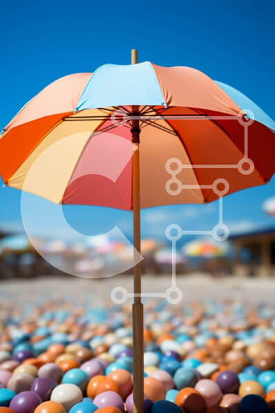 Intra Συλλεκτικό Ξύλινο Παζλ Plywood  4mm - Εκπληκτική εικόνα μιας πολύχρωμης ομπρέλας σε μια όμορφη παραλία Σε Ξύλινο Κουτί - Διαστάσεις Puzzle: 10x10 cm – 25 κομμάτια