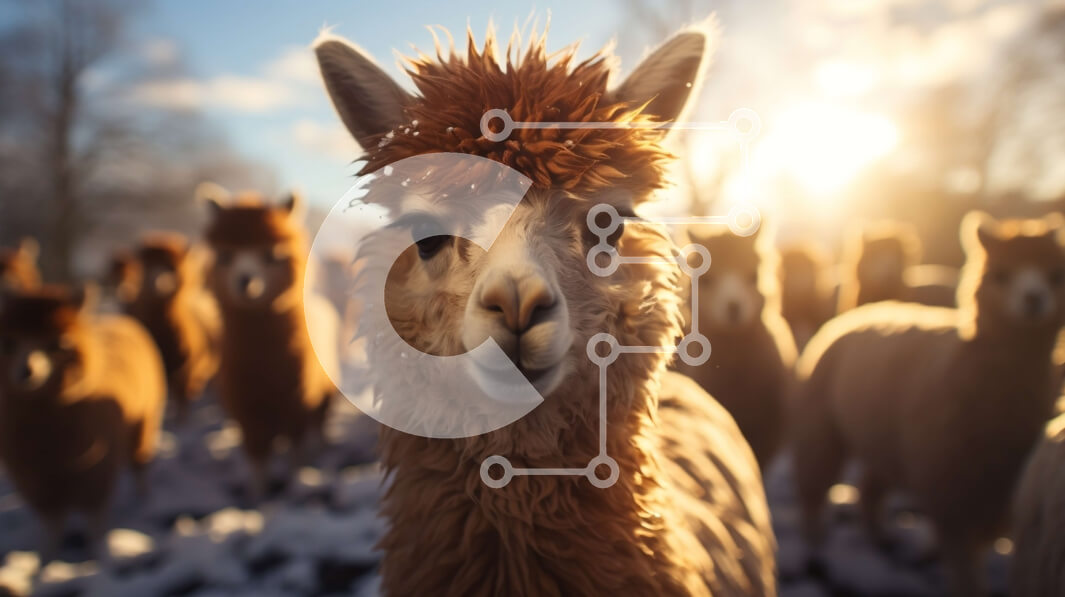 Σετ των 2 Intra Συλλεκτικό Ξύλινο Παζλ Plywood  4mm - Αξιολάτρευτη εικόνα του Λάμα στο χιόνι Σε Ξύλινο Κουτί - Διαστάσεις: 10x10 cm – 25 κομμάτια