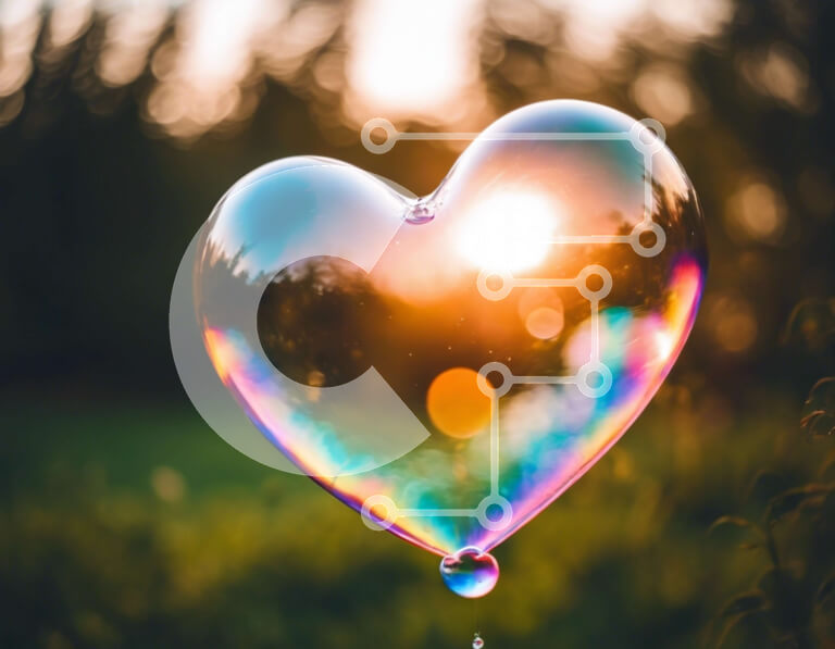 Intra Συλλεκτικό Ξύλινο Παζλ Plywood  4mm - Σαπουνόφουσκα σε σχήμα καρδιάς που επιπλέει στον αέρα Σε Ξύλινο Κουτί - Διαστάσεις: 10x10 cm – 25 κομμάτια