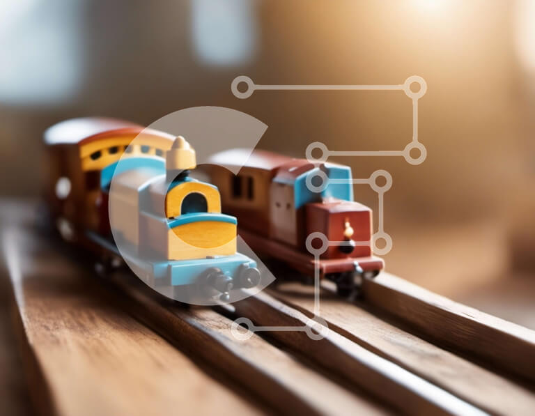 Intra Συλλεκτικό Ξύλινο Παζλ Plywood  4mm - Παιχνίδια τρένα σε ξύλινη πίστα Σε Ξύλινο Κουτί - Διαστάσεις: 10x10 cm – 25 κομμάτια