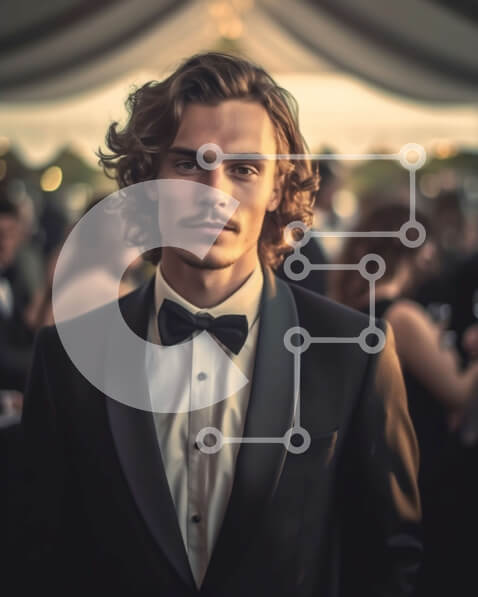 Intra Συλλεκτικό Ξύλινο Παζλ Plywood  4mm - Κομψός άντρας με σμόκιν με ποτήρι σαμπάνιας σε επίσημη εκδήλωση Σε Ξύλινο Κουτί - Διαστάσεις Puzzle: 10x10 cm – 25 κομμάτια