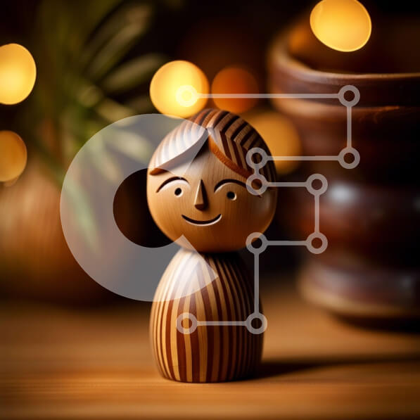 Intra Συλλεκτικό Ξύλινο Παζλ Plywood  4mm - Όμορφο ξύλινο ειδώλιο μιας χαμογελαστής γυναίκας σε ένα τραπέζι με φυτό σε γλάστρα Σε Ξύλινο Κουτί - Διαστάσεις: 10x10 cm – 25 κομμάτια