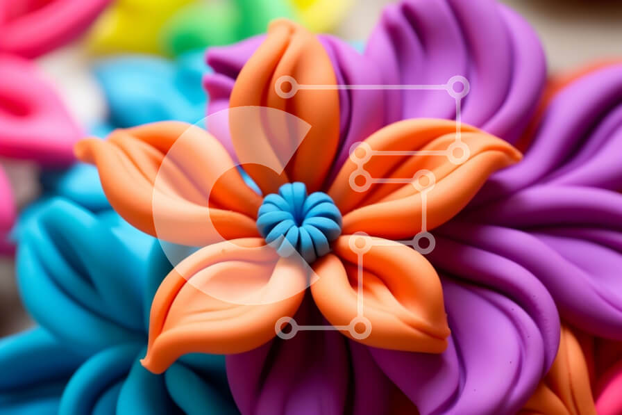 Intra Συλλεκτικό Ξύλινο Παζλ Plywood  4mm - Κοντινό πλάνο ενός πολύχρωμου πλαστικού λουλουδιού Σε Ξύλινο Κουτί - Διαστάσεις: 10x10 cm – 25 κομμάτια