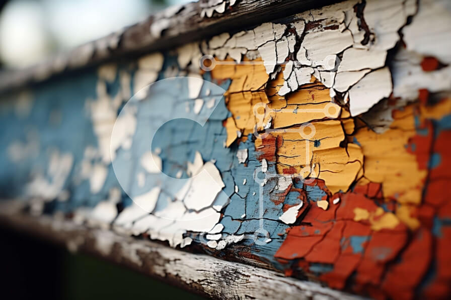 Intra Συλλεκτικό Ξύλινο Παζλ Plywood  4mm - Αφηρημένη εικόνα του Peeling Paint σε έναν ξύλινο πάγκο Σε Ξύλινο Κουτί - Διαστάσεις Puzzle: 10x10 cm – 25 κομμάτια