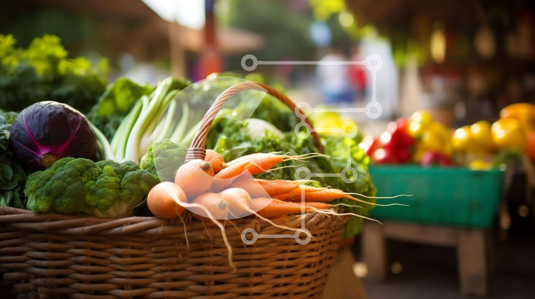 Σετ των 2 Intra Συλλεκτικό Ξύλινο Παζλ Plywood  4mm - Καλάθι με φρέσκα λαχανικά με καρότα, μπρόκολο και κουνουπίδι Σε Ξύλινο Κουτί - Διαστάσεις: 10x10 cm – 25 κομμάτια