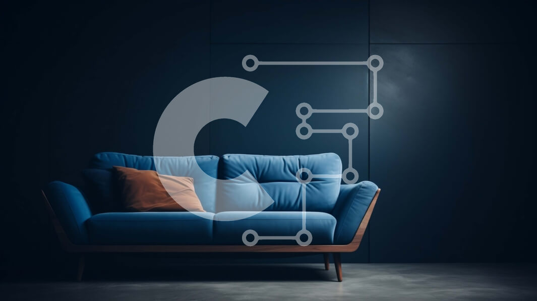 Intra Συλλεκτικό Ξύλινο Παζλ Plywood  4mm - Μπλε καναπές σε σκοτεινό δωμάτιο με ξύλινο πάτωμα Σε Ξύλινο Κουτί - Διαστάσεις Puzzle: 10x10 cm – 25 κομμάτια