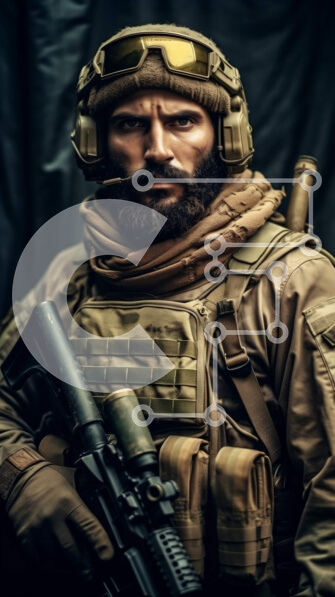 Intra Συλλεκτικό Ξύλινο Παζλ Plywood  4mm - Στρατιώτης με το τουφέκι επίθεσης με στολή παραλλαγής Σε Ξύλινο Κουτί - Διαστάσεις Puzzle: 10x10 cm – 25 κομμάτια