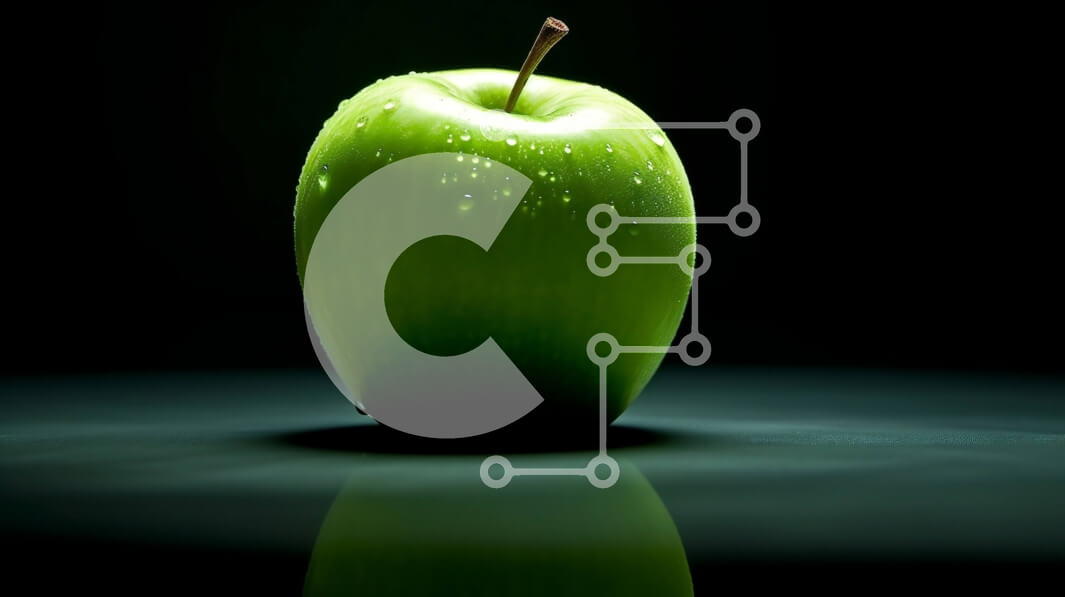 Σετ των 2 Intra Συλλεκτικό Ξύλινο Παζλ Plywood  4mm - Ζωντανή εικόνα ενός πράσινου μήλου σε μια μαύρη επιφάνεια Σε Ξύλινο Κουτί - Διαστάσεις: 10x10 cm – 25 κομμάτια