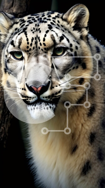 Σετ των 2 Intra Συλλεκτικό Ξύλινο Παζλ Plywood  4mm - Εκπληκτική φωτογραφία από κοντά του προσώπου μιας Λεοπάρδαλης του Χιονιού Σε Ξύλινο Κουτί - Διαστάσεις: 10x10 cm – 25 κομμάτια