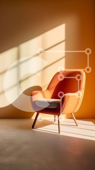 Intra Συλλεκτικό Ξύλινο Παζλ Plywood  4mm - Φωτεινό και χαρούμενο δωμάτιο με πορτοκαλί καρέκλα και κίτρινους τοίχους Σε Ξύλινο Κουτί - Διαστάσεις Puzzle: 10x10 cm – 25 κομμάτια