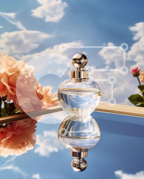 Intra Συλλεκτικό Ξύλινο Παζλ Plywood  4mm - Μπουκάλι αρώματος Chanel No. 5 σε Ξύλινο Τραπέζι με Ροζ Τριαντάφυλλα Σε Ξύλινο Κουτί - Διαστάσεις Puzzle: 10x10 cm – 25 κομμάτια