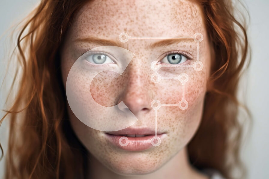 Intra Συλλεκτικό Ξύλινο Παζλ Plywood  4mm - Πορτρέτο μιας σοβαρής νεαρής γυναίκας με εντυπωσιακά κόκκινα μαλλιά και πράσινα μάτια Σε Ξύλινο Κουτί - Διαστάσεις Puzzle: 10x10 cm – 25 κομμάτια