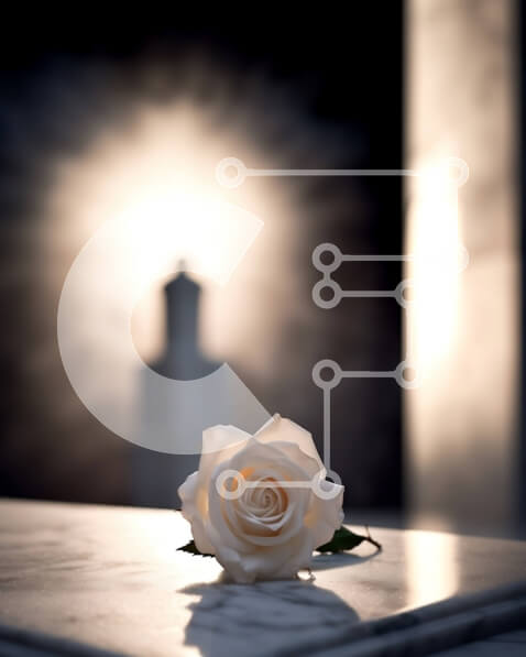 Intra Συλλεκτικό Ξύλινο Παζλ Plywood  4mm - Όμορφη εικόνα ενός λευκού τριαντάφυλλου σε μια μαρμάρινη επιφάνεια Σε Ξύλινο Κουτί - Διαστάσεις: 10x10 cm – 25 κομμάτια