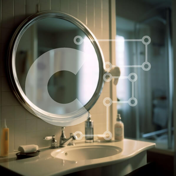 Intra Συλλεκτικό Ξύλινο Παζλ Plywood  4mm - Κομψό σετ νιπτήρα και καθρέφτη μπάνιου Σε Ξύλινο Κουτί - Διαστάσεις Puzzle: 10x10 cm – 25 κομμάτια