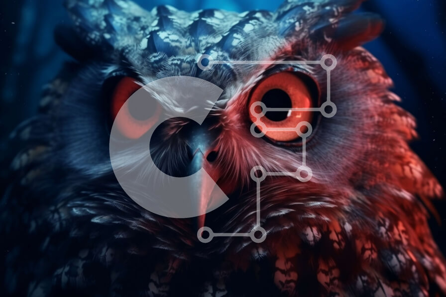 Σετ των 2 Intra Συλλεκτικό Ξύλινο Παζλ Plywood  4mm - Εκπληκτική κοντινή πλάνο προσώπου κουκουβάγιας με έντονα κόκκινα μάτια Σε Ξύλινο Κουτί - Διαστάσεις: 10x10 cm – 25 κομμάτια