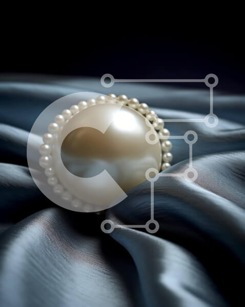 Intra Συλλεκτικό Ξύλινο Παζλ Plywood  4mm - Άσπρο μαργαριτάρι στο μπλε σατέν ύφασμα Στοκ Φωτογραφία Σε Ξύλινο Κουτί - Διαστάσεις: 10x10 cm – 25 κομμάτια