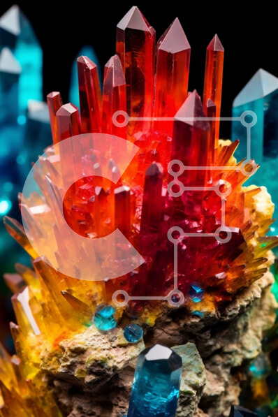 Σετ των 2 Intra Συλλεκτικό Ξύλινο Παζλ Plywood  4mm - Ζωντανή και πολύχρωμη εικόνα κρυστάλλων σε μια βραχώδη επιφάνεια Σε Ξύλινο Κουτί - Διαστάσεις: 10x10 cm – 25 κομμάτια