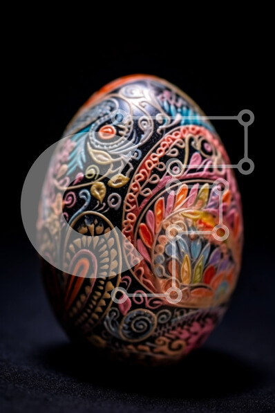 Intra Συλλεκτικό Ξύλινο Παζλ Plywood  4mm - Πολύχρωμο Πασχαλινό αυγό Paisley εικόνα Σε Ξύλινο Κουτί - Διαστάσεις: 10x10 cm – 25 κομμάτια