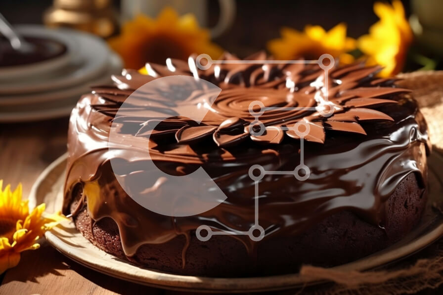 Σετ των 2 Intra Συλλεκτικό Ξύλινο Παζλ Plywood  4mm - Λαχταριστό κέικ σοκολάτας με ηλίανθο διακόσμηση Σε Ξύλινο Κουτί - Διαστάσεις: 10x10 cm – 25 κομμάτια