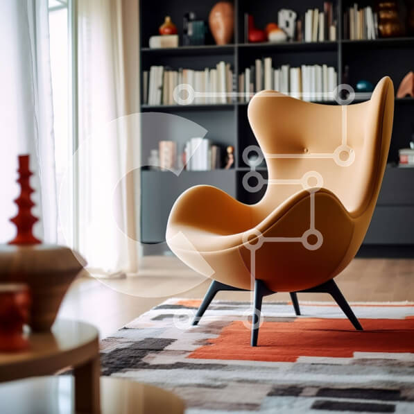 Intra Συλλεκτικό Ξύλινο Παζλ Plywood  4mm - Κομψή πορτοκαλί καρέκλα για το μοντέρνο σαλόνι σας Σε Ξύλινο Κουτί - Διαστάσεις Puzzle: 10x10 cm – 25 κομμάτια