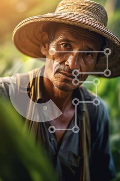 Σετ των 2 Intra Συλλεκτικό Ξύλινο Παζλ Plywood  4mm - Όμορφη εικόνα του ηλικιωμένου στο χωράφι του καφέ Σε Ξύλινο Κουτί - Διαστάσεις: 10x10 cm – 25 κομμάτια