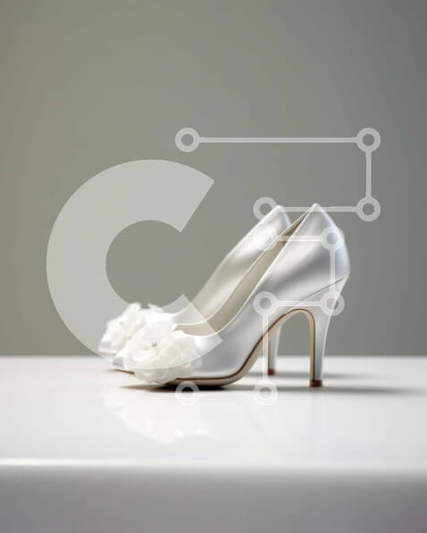 Intra Συλλεκτικό Ξύλινο Παζλ Plywood  4mm - Κομψά λευκά ψηλοτάκουνα παπούτσια με φιόγκο για μοντέρνες γυναίκες Σε Ξύλινο Κουτί - Διαστάσεις Puzzle: 10x10 cm – 25 κομμάτια