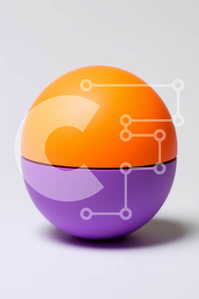 Intra Συλλεκτικό Ξύλινο Παζλ Plywood  4mm - Αφηρημένη πορτοκαλί και μοβ σφαίρα σε άσπρο φόντο Σε Ξύλινο Κουτί - Διαστάσεις Puzzle: 10x10 cm – 25 κομμάτια