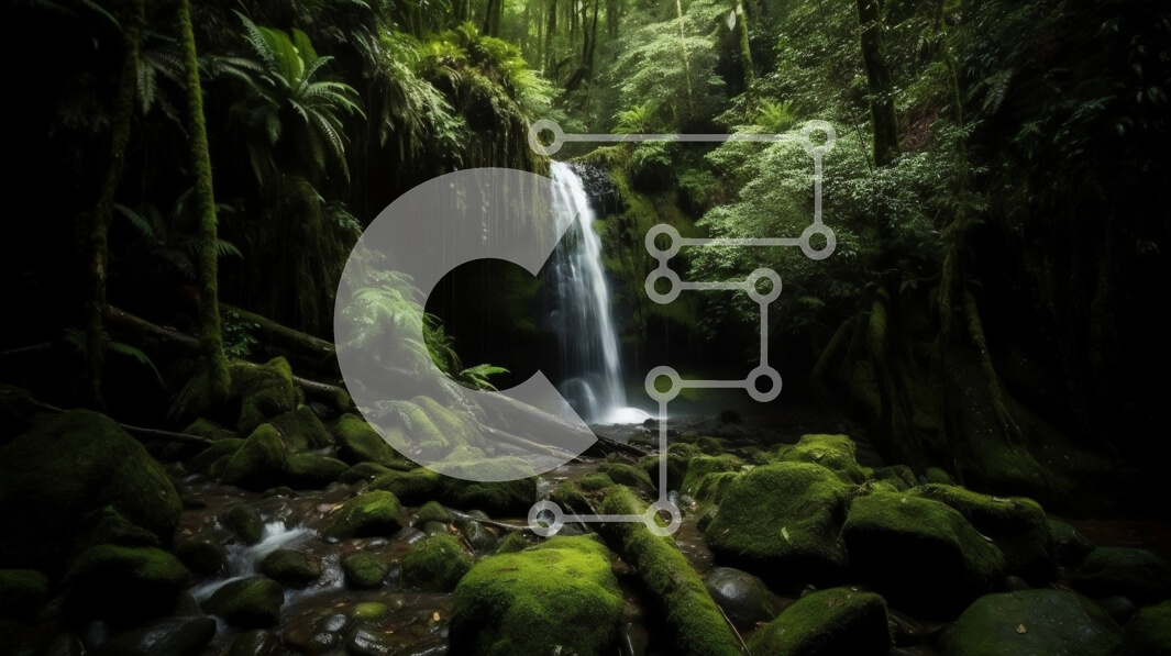 Intra Συλλεκτικό Ξύλινο Παζλ Plywood  4mm - Όμορφη εικόνα ενός μικρού καταρράκτη που καταρρακώνεται κάτω από έναν βραχώδη βράχο σε μια πυκνή ζούγκλα Σε Ξύλινο Κουτί - Διαστάσεις: 10x10 cm – 25 κομμάτια