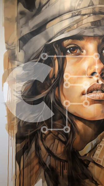 Intra Συλλεκτικό Ξύλινο Παζλ Plywood  4mm - Σοβαρή γυναίκα με καπέλο στρατιωτικού στιλ και ρούχα παραλλαγής Σε Ξύλινο Κουτί - Διαστάσεις Puzzle: 10x10 cm – 25 κομμάτια