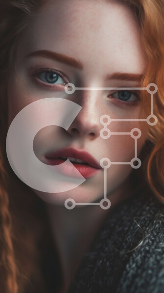 Intra Συλλεκτικό Ξύλινο Παζλ Plywood  4mm - Ουδέτερες εκφράσεις μιας κοκκινομάλλας γυναίκας με γκρι πουλόβερ Σε Ξύλινο Κουτί - Διαστάσεις Puzzle: 10x10 cm – 25 κομμάτια