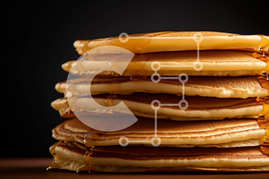 Σετ των 2 Intra Συλλεκτικό Ξύλινο Παζλ Plywood  4mm - Στοίβα από τηγανίτες με σιρόπι σφενδάμου και μπέικον Σε Ξύλινο Κουτί - Διαστάσεις: 10x10 cm – 25 κομμάτια