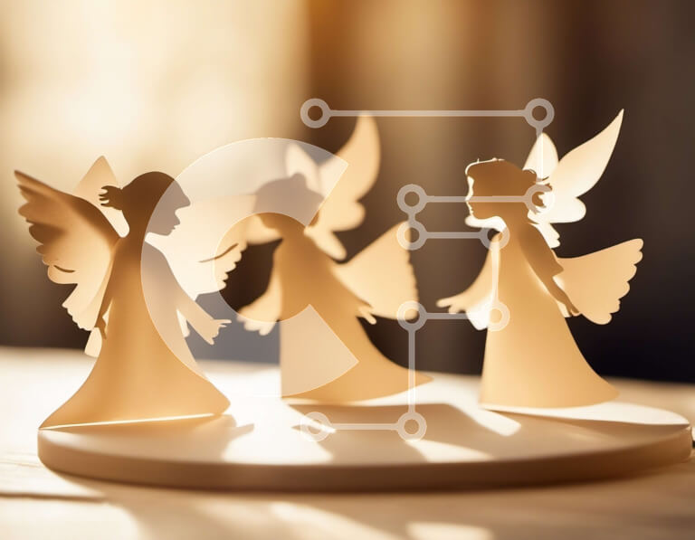 Intra Συλλεκτικό Ξύλινο Παζλ Plywood  4mm - Εορταστικά χάρτινα ειδώλια αγγέλου σε ξύλινη βάση Σε Ξύλινο Κουτί - Διαστάσεις: 10x10 cm – 25 κομμάτια