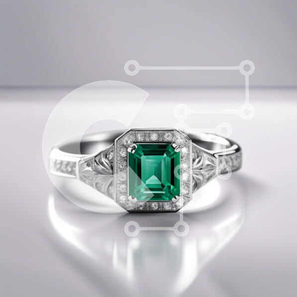 Σετ των 2 Intra Συλλεκτικό Ξύλινο Παζλ Plywood  4mm - Κομψό vintage δαχτυλίδι από λευκό χρυσό με σμαραγδένιες πέτρες και διαμαντένιες πινελιές Σε Ξύλινο Κουτί - Διαστάσεις: 10x10 cm – 25 κομμάτια