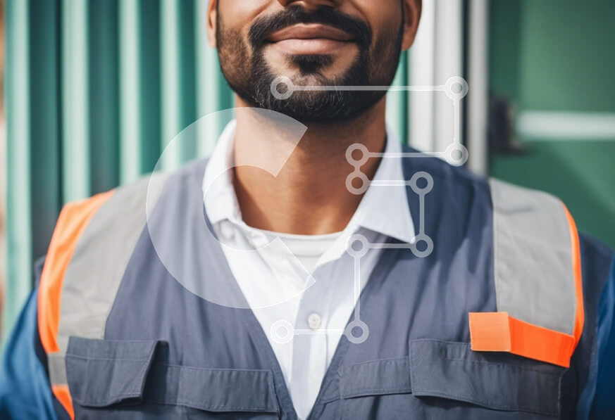 Intra Συλλεκτικό Ξύλινο Παζλ Plywood  4mm - Χαμογελαστός άνδρας φορώντας γιλέκο ασφαλείας και πορτοκαλί πουκάμισο Σε Ξύλινο Κουτί - Διαστάσεις Puzzle: 10x10 cm – 25 κομμάτια