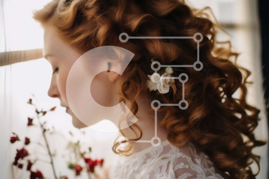 Intra Συλλεκτικό Ξύλινο Παζλ Plywood  4mm - Εκπληκτικό πορτρέτο μιας κοκκινομάλλας γυναίκας με ένα λουλούδι στα μαλλιά της Σε Ξύλινο Κουτί - Διαστάσεις Puzzle: 10x10 cm – 25 κομμάτια