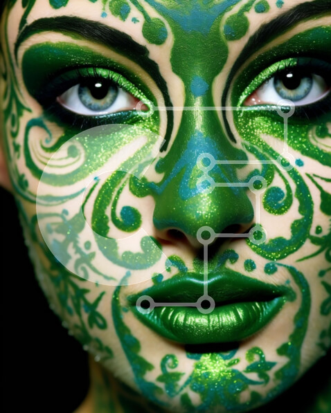 Intra Συλλεκτικό Ξύλινο Παζλ Plywood  4mm - Εκπληκτική γυναίκα με δημιουργική βαφή προσώπου Σε Ξύλινο Κουτί - Διαστάσεις Puzzle: 10x10 cm – 25 κομμάτια