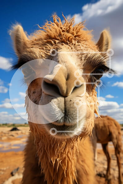 Σετ των 2 Intra Συλλεκτικό Ξύλινο Παζλ Plywood  4mm - Εκπληκτική κοντινή λήψη του προσώπου μιας καμήλας με μεγάλα καστανά μάτια Σε Ξύλινο Κουτί - Διαστάσεις: 10x10 cm – 25 κομμάτια