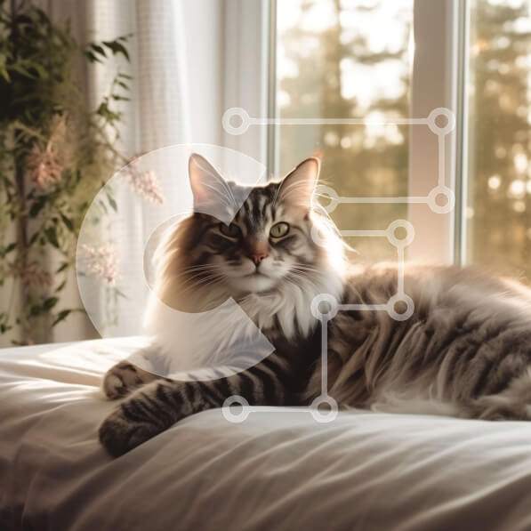 Intra Συλλεκτικό Ξύλινο Παζλ Plywood  4mm - Ειρηνική εικόνα μιας γάτας που χαλαρώνει σε ένα κρεβάτι και κοιτάζει έξω από το παράθυρο Σε Ξύλινο Κουτί - Διαστάσεις: 10x10 cm – 25 κομμάτια