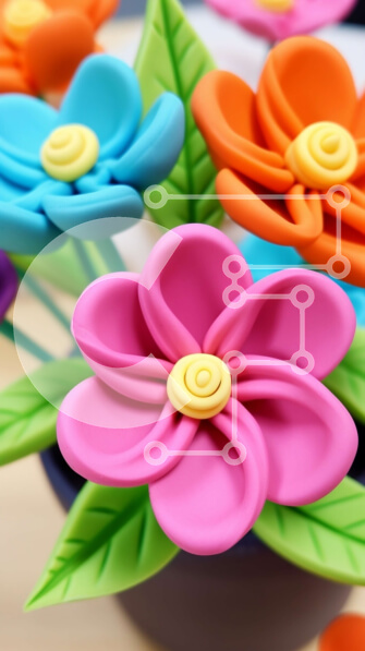 Σετ των 2 Intra Συλλεκτικό Ξύλινο Παζλ Plywood  4mm - Πολύχρωμο πλαστικό μπουκέτο λουλουδιών σε κεραμικό βάζο Σε Ξύλινο Κουτί - Διαστάσεις: 10x10 cm – 25 κομμάτια