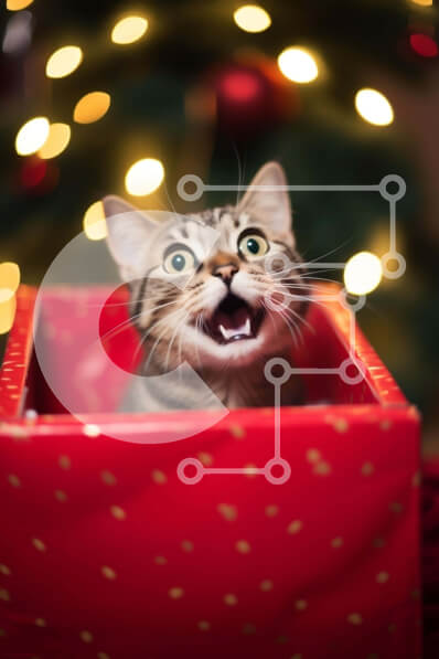 Σετ των 2 Intra Συλλεκτικό Ξύλινο Παζλ Plywood  4mm - Περίεργη γάτα σε κουτί δώρου Σε Ξύλινο Κουτί - Διαστάσεις: 10x10 cm – 25 κομμάτια