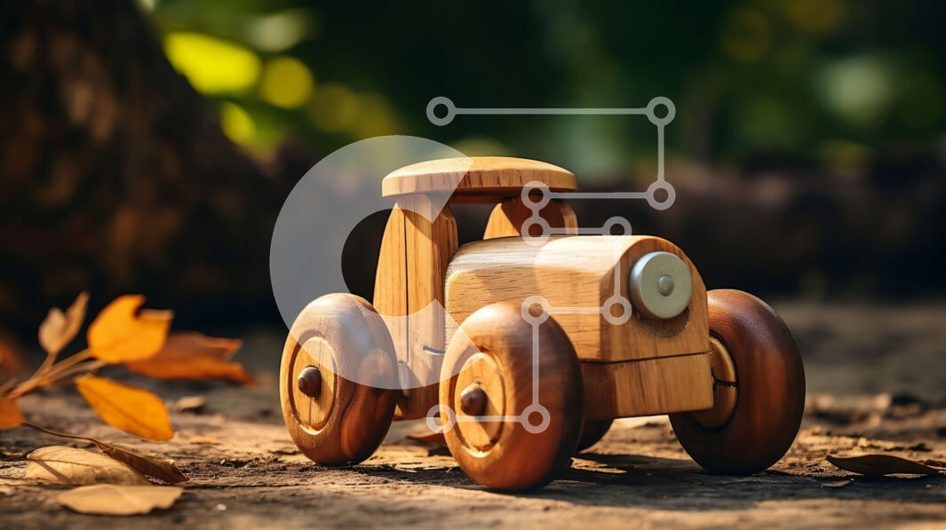 Intra Συλλεκτικό Ξύλινο Παζλ Plywood  4mm - Ξύλινο αυτοκίνητο παιχνιδιών στο έδαφος Σε Ξύλινο Κουτί - Διαστάσεις: 10x10 cm – 25 κομμάτια