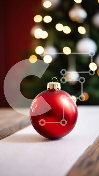 Intra Συλλεκτικό Ξύλινο Παζλ Plywood  4mm - Κόκκινο χριστουγεννιάτικο στολίδι στο τραπέζι με φωτισμένο χριστουγεννιάτικο δέντρο Σε Ξύλινο Κουτί - Διαστάσεις: 10x10 cm – 25 κομμάτια