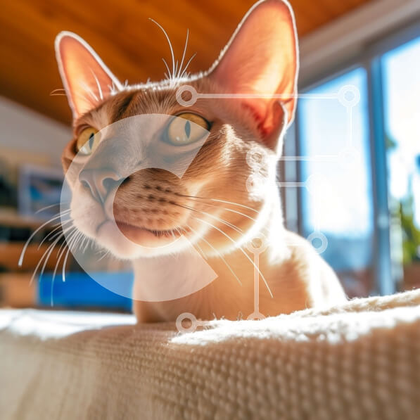 Intra Συλλεκτικό Ξύλινο Παζλ Plywood  4mm - Εκπληκτική κοντινή λήψη του προσώπου μιας σιαμέζας γάτας με λαμπερά πράσινα μάτια Σε Ξύλινο Κουτί - Διαστάσεις: 10x10 cm – 25 κομμάτια