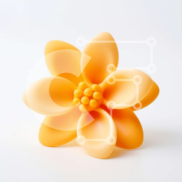 Intra Συλλεκτικό Ξύλινο Παζλ Plywood  4mm - Πορτοκαλί λουλούδι γλυπτό σε άσπρο φόντο Σε Ξύλινο Κουτί - Διαστάσεις Puzzle: 10x10 cm – 25 κομμάτια