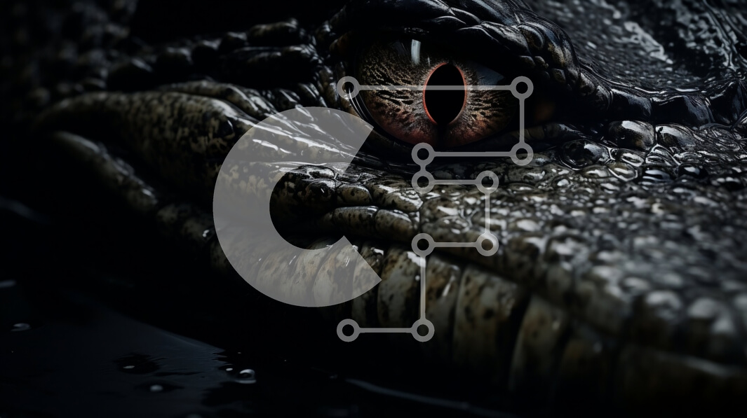 Σετ των 2 Intra Συλλεκτικό Ξύλινο Παζλ Plywood  4mm - Κοντινό πλάνο του ματιού αλιγάτορα στο νερό Σε Ξύλινο Κουτί - Διαστάσεις: 10x10 cm – 25 κομμάτια